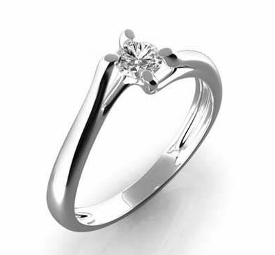 Zásnubní Prsten s diamantem, bílé zlato 386-0395 Gems Edita
