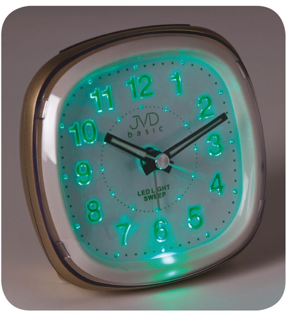 Ručkový netikající svítící budík JVD sweep SRP813.5 s LED osvětlením