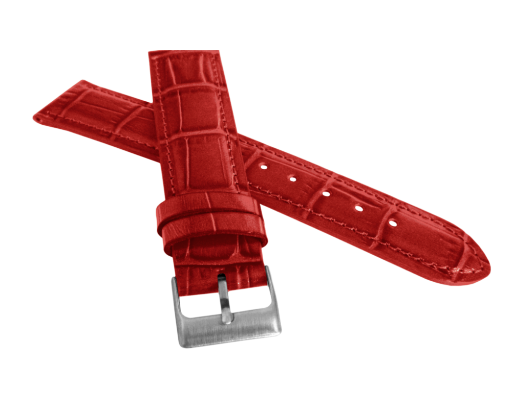 Červený prošitý řemínek LAVVU CROCO z luxusní kuže Top Grain - 18mm LSIUR18