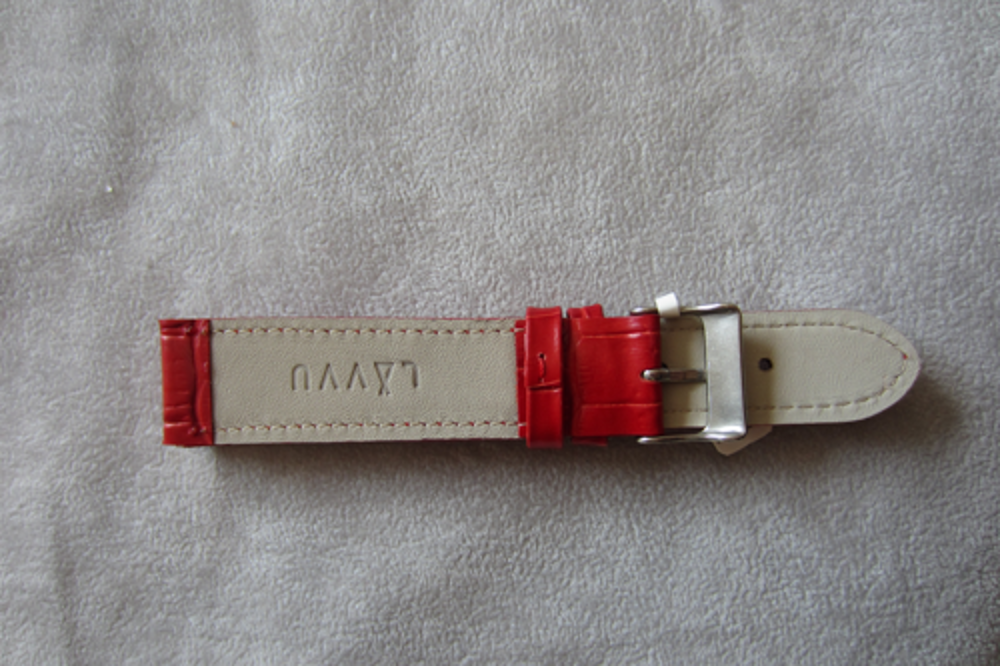 Červený prošitý řemínek LAVVU CROCO z luxusní kuže Top Grain - 18mm LSIUR18