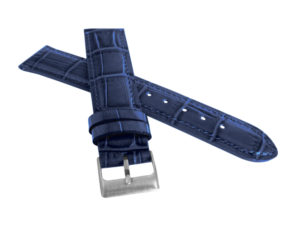 Modrý prošitý řemínek LAVVU CROCO z luxusní kuže Top Grain - 20mm LSIUL20