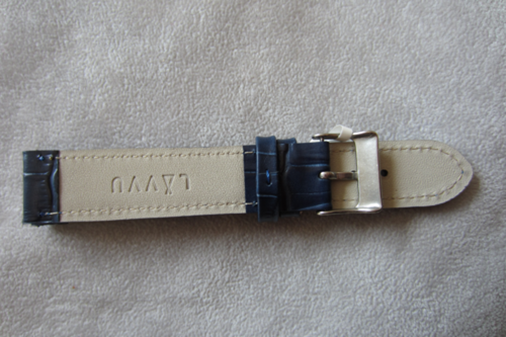 Modrý prošitý řemínek LAVVU CROCO z luxusní kuže Top Grain - 20mm LSIUL20