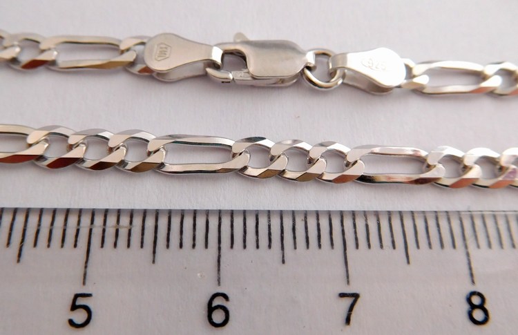 Klenoty Budín Pánský mohutný stříbrný rhodiovaný řetěz (řetízek) 50cm FIGARO šíře 3,5mm 925/1000 8,30gr 030239000040