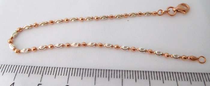 Klenoty Budín Moderní stříbrný náramek rhodiovaný s růžovým zlacením v délce 19 cm 0305272