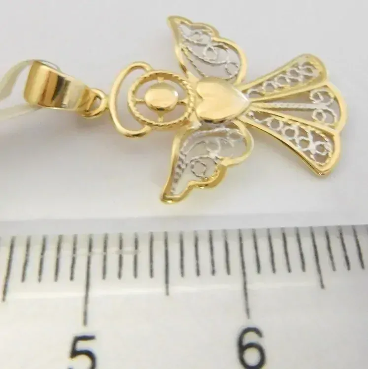 Klenoty Budín Gravírovaný zlatý andělíček ze žlutého a bílého zlata - přívěsek 585/0,99gr HK3105