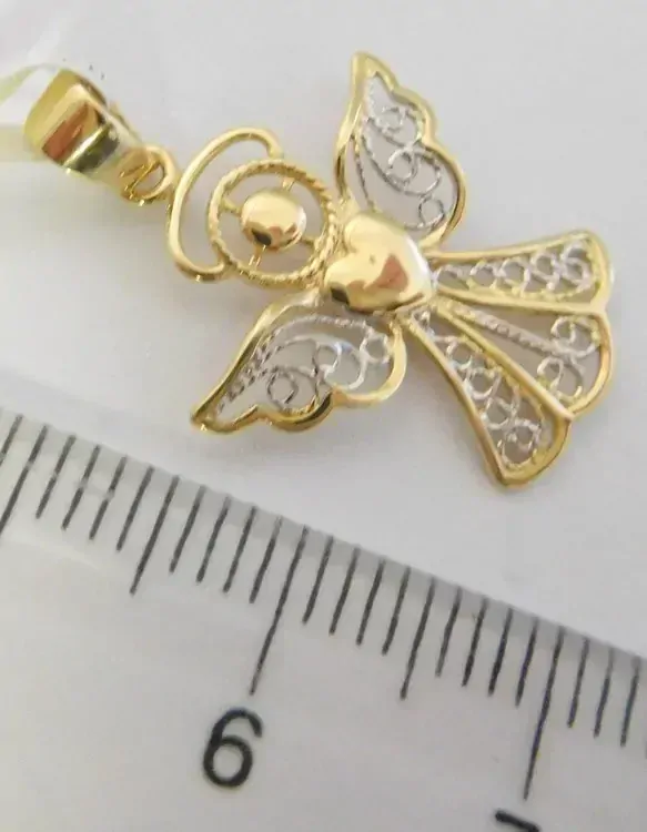 Klenoty Budín Gravírovaný zlatý andělíček ze žlutého a bílého zlata - přívěsek 585/0,99gr HK3105