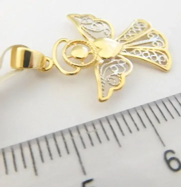 Klenoty Budín Gravírovaný zlatý andělíček ze žlutého a bílého zlata - přívěsek 585/0,99gr HK3105