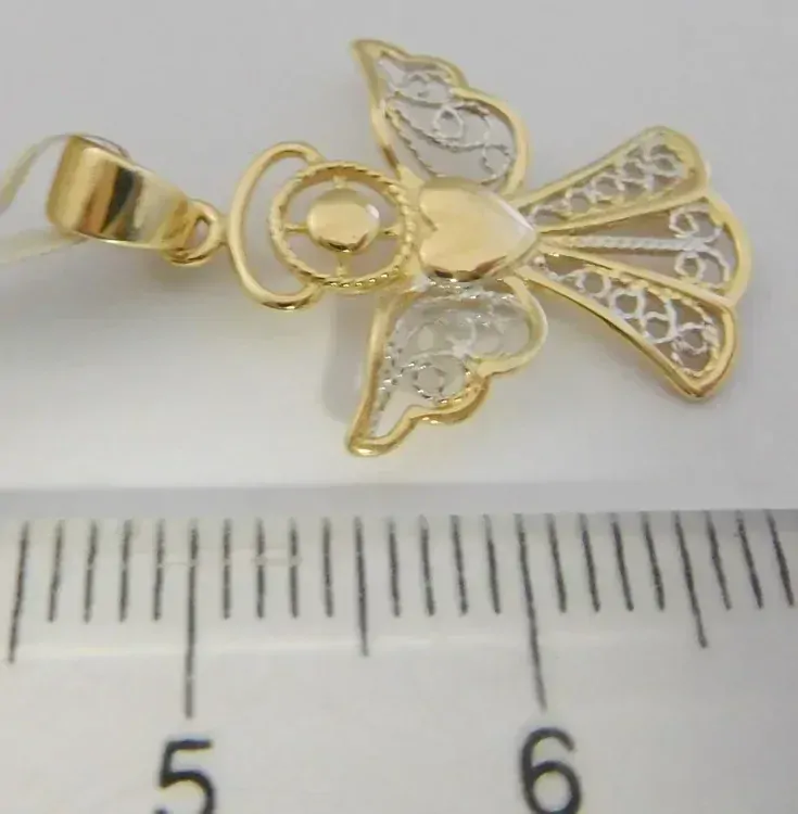 Klenoty Budín Gravírovaný zlatý andělíček ze žlutého a bílého zlata - přívěsek 585/0,99gr HK3105