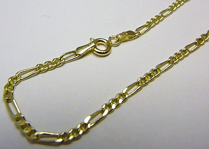 Klenoty Budín Pevný zlatý přívěskový řetízek - FIGARO 585/1,50gr 45cm HK6206