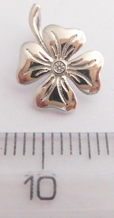 Klenoty Budín Diamantový zlatý přívěsek s diamantem - čtyřlístek pro štěstí 0,007ct 585/0,83gr J-34198