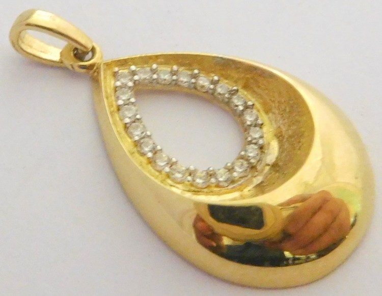 Klenoty Budín Zlatý přívěsek - zlatá kapka posetá zirkony 585/1,40gr HK3039