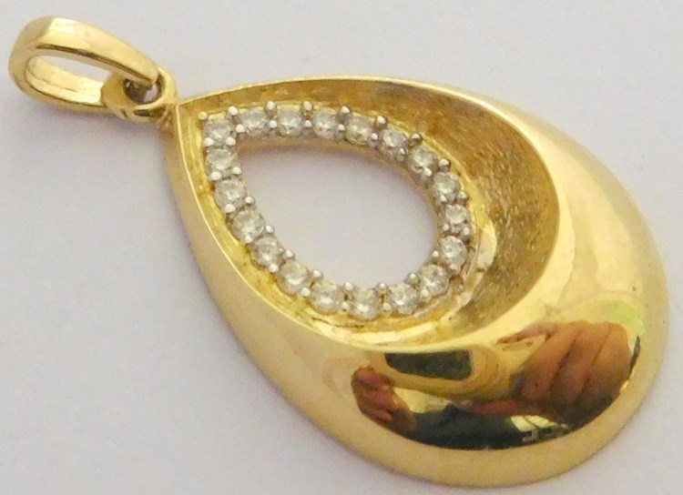 Klenoty Budín Zlatý přívěsek - zlatá kapka posetá zirkony 585/1,40gr HK3039