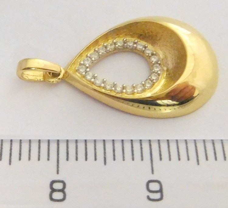 Klenoty Budín Zlatý přívěsek - zlatá kapka posetá zirkony 585/1,40gr HK3039