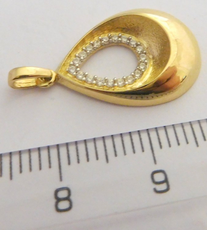 Klenoty Budín Zlatý přívěsek - zlatá kapka posetá zirkony 585/1,40gr HK3039