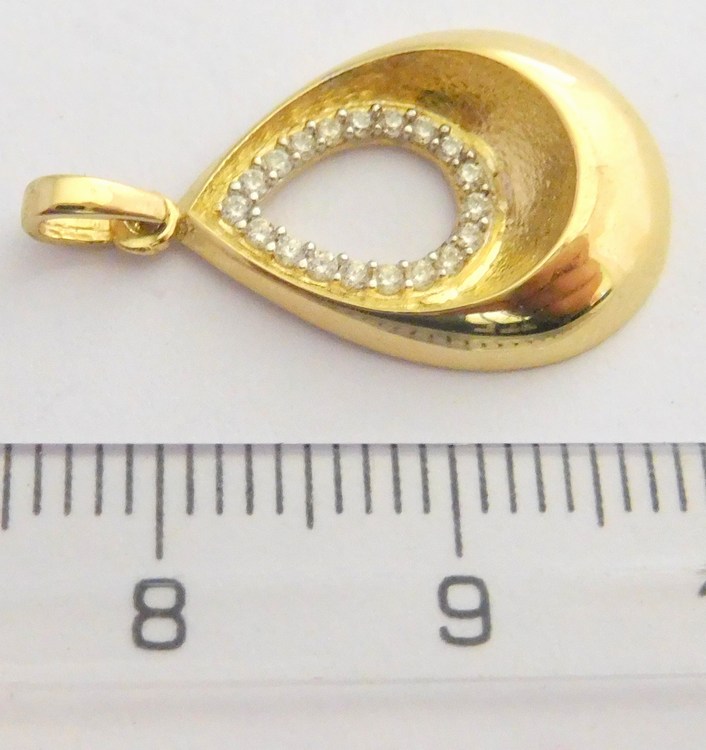 Klenoty Budín Zlatý přívěsek - zlatá kapka posetá zirkony 585/1,40gr HK3039