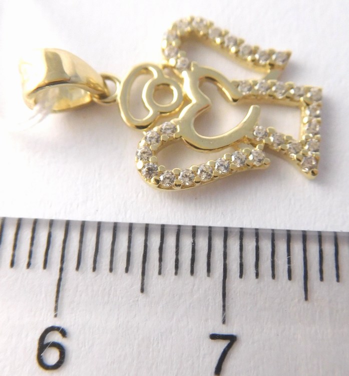 Klenoty Budín Zlatý přívěsek - zlatý andělíček posetý zirkony pro štěstí 585/1,07gr HK3044