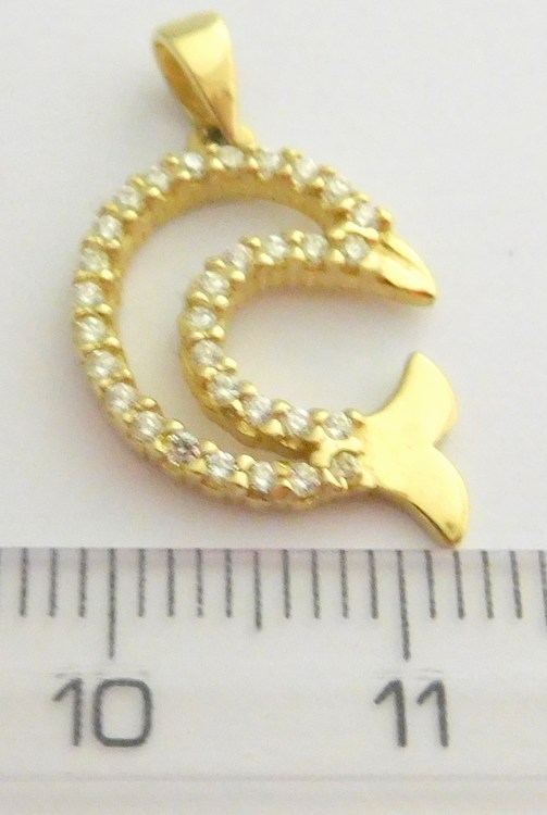 Klenoty Budín Zlatý přívěsek - zlatý delfín posetý zirkony 585/1,55gr HK3045