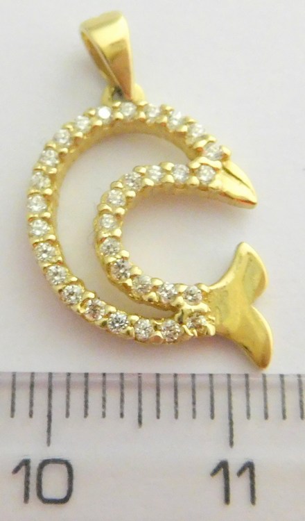 Klenoty Budín Zlatý přívěsek - zlatý delfín posetý zirkony 585/1,55gr HK3045