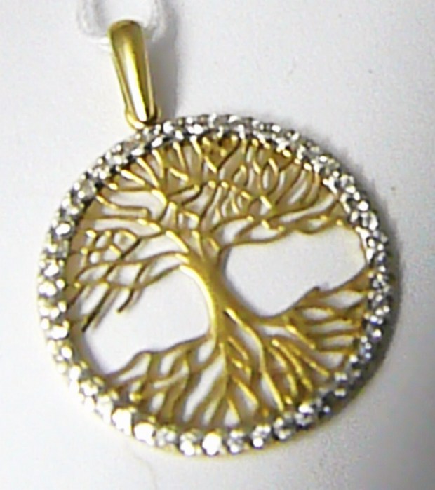 Klenoty Budín Zlatý přívěsek ve žlutém zlatě posetý zirkony - strom života 585/1,83gr HK3013