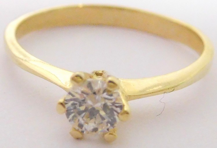 Klenoty Budín Zásnubní zlatý prsten s centrálním zirkonem 585/1,69gr vel. 56 HK1062