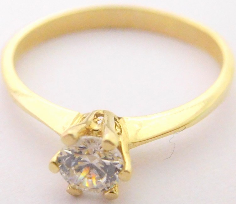 Klenoty Budín Zásnubní zlatý prsten s centrálním zirkonem 585/1,69gr vel. 56 HK1062