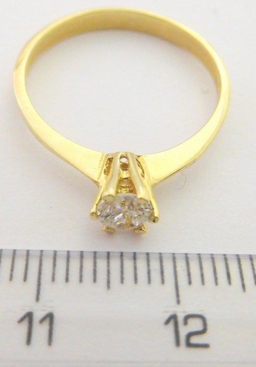 Klenoty Budín Zásnubní zlatý prsten s centrálním zirkonem 585/1,69gr vel. 56 HK1062