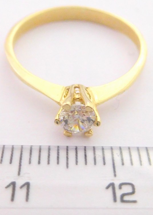 Klenoty Budín Zásnubní zlatý prsten s centrálním zirkonem 585/1,69gr vel. 56 HK1062