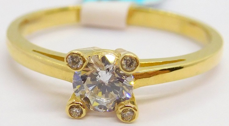 Klenoty Budín Krásný mohutný zásnubní zlatý prsten se zirkonem 585/1,97gr vel. 54 HK1003