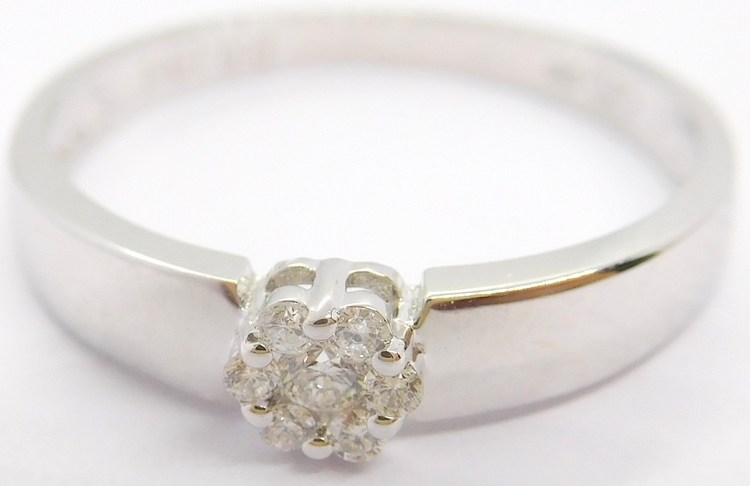 Klenoty Budín Diamantový zásnubní zlatý prsten z bílého zlata vel. 57 585/2,00gr 7ks x 0,10CT HKD21