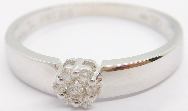 Klenoty Budín Diamantový zásnubní zlatý prsten z bílého zlata vel. 57 585/2,00gr 7ks x 0,10CT HKD21