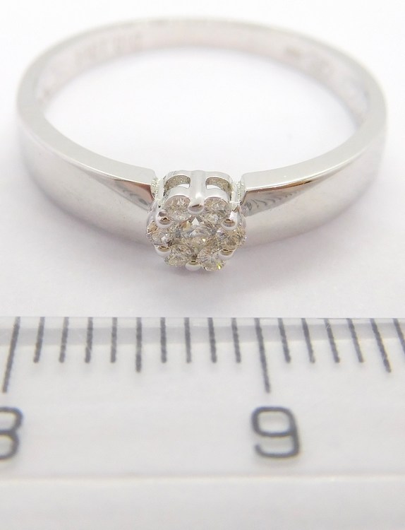 Klenoty Budín Diamantový zásnubní zlatý prsten z bílého zlata vel. 57 585/2,00gr 7ks x 0,10CT HKD21