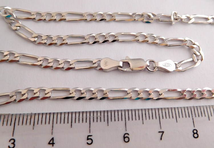 Klenoty Budín Pánský mohutný stříbrný rhodiovaný řetěz (řetízek) 60cm FIGARO šíře3,5mm 925/1000 10,05gr 030239000040