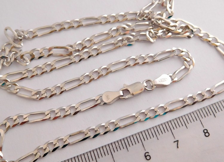 Klenoty Budín Pánský mohutný stříbrný rhodiovaný řetěz (řetízek) 60cm FIGARO šíře3,5mm 925/1000 10,05gr 030239000040
