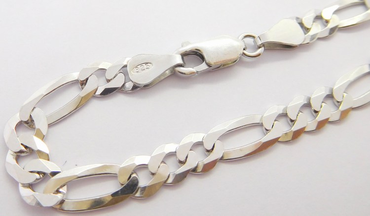 Klenoty Budín Pánský mohutný stříbrný rhodiovaný řetěz (řetízek) 55cm FIGARO šíře 5mm 925/1000 13,67gr 030237900050