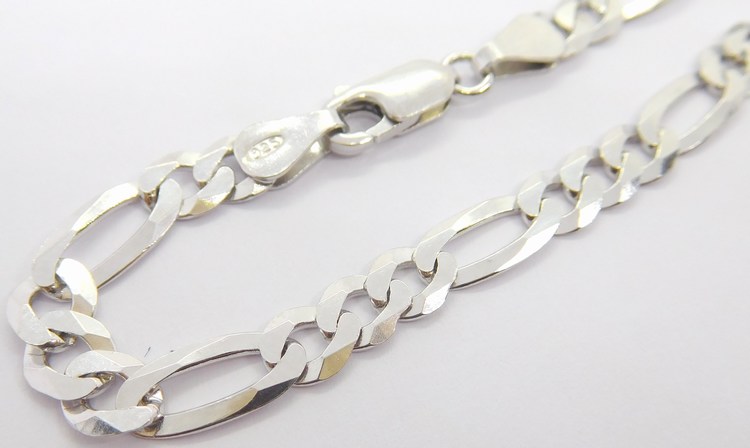 Klenoty Budín Pánský mohutný stříbrný rhodiovaný řetěz (řetízek) 55cm FIGARO šíře 5mm 925/1000 13,67gr 030237900050