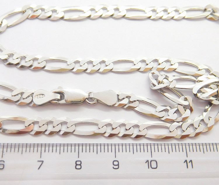 Klenoty Budín Pánský mohutný stříbrný rhodiovaný řetěz (řetízek) 55cm FIGARO šíře 5mm 925/1000 13,67gr 030237900050