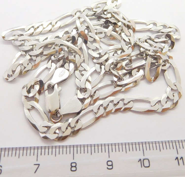 Klenoty Budín Pánský mohutný stříbrný rhodiovaný řetěz (řetízek) 55cm FIGARO šíře 5mm 925/1000 13,67gr 030237900050