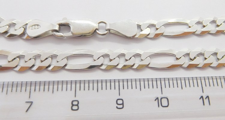 Klenoty Budín Pánský mohutný stříbrný rhodiovaný řetěz (řetízek) 50cm FIGARO šíře 5mm 925/1000 12,13gr 030237900039