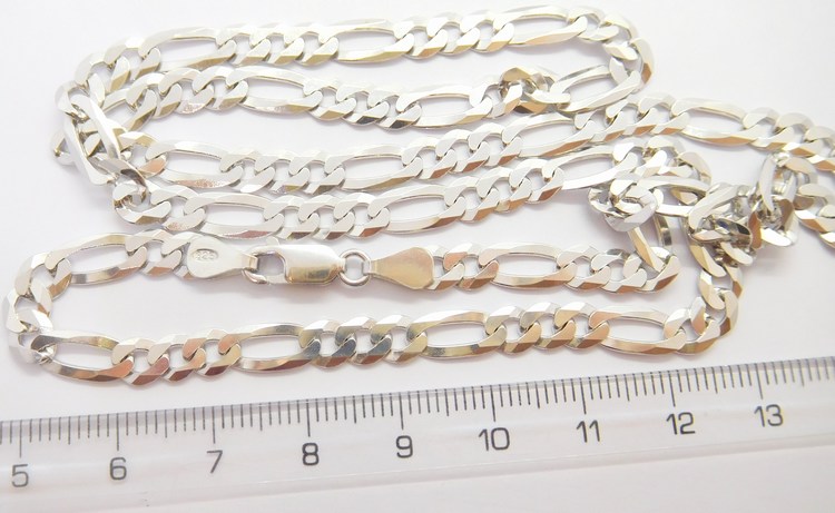Klenoty Budín Pánský mohutný stříbrný rhodiovaný řetěz (řetízek) 50cm FIGARO šíře 5mm 925/1000 12,13gr 030237900039