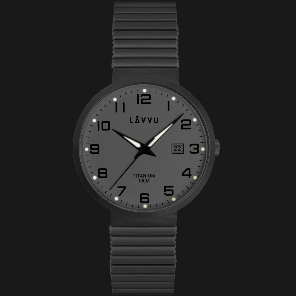 LAVVU Titanové hodinky s vodotěsností 100M LAVVU LUNDEN Black LWM0222
