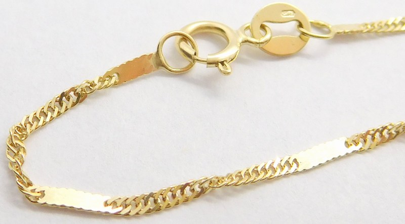 Klenoty Budín Pevný přívěskový zlatý řetízek TWIST S DESTIČKOU 585/1,70gr 45cm HK6030