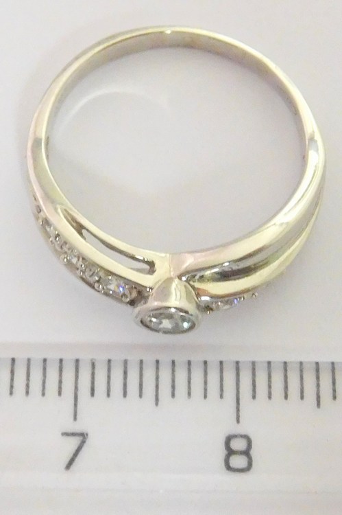 Klenoty Budín Zásnubní prsten z bílého zlata se zirkony 585/2,69gr vel.53 HK1067