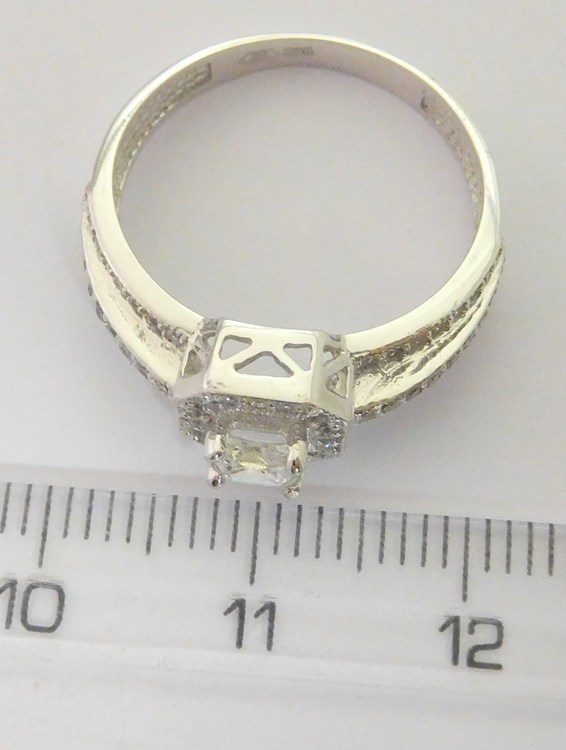 Klenoty Budín Masivní zlatý zásnubní prsten z bílého zlata 585/2,91gr vel.54 HK1043