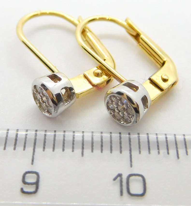 Klenoty Budín Diamantové zlaté náušnice s diamanty (bílé a žluté zlato) 585/1,73gr BO185 HKD63