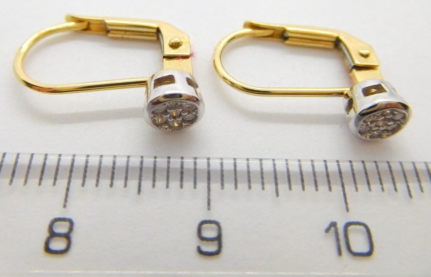 Klenoty Budín Diamantové zlaté náušnice s diamanty (bílé a žluté zlato) 585/1,73gr BO185 HKD63