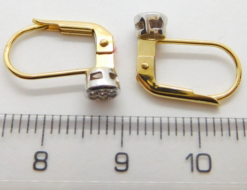 Klenoty Budín Diamantové zlaté náušnice s diamanty (bílé a žluté zlato) 585/1,73gr BO185 HKD63