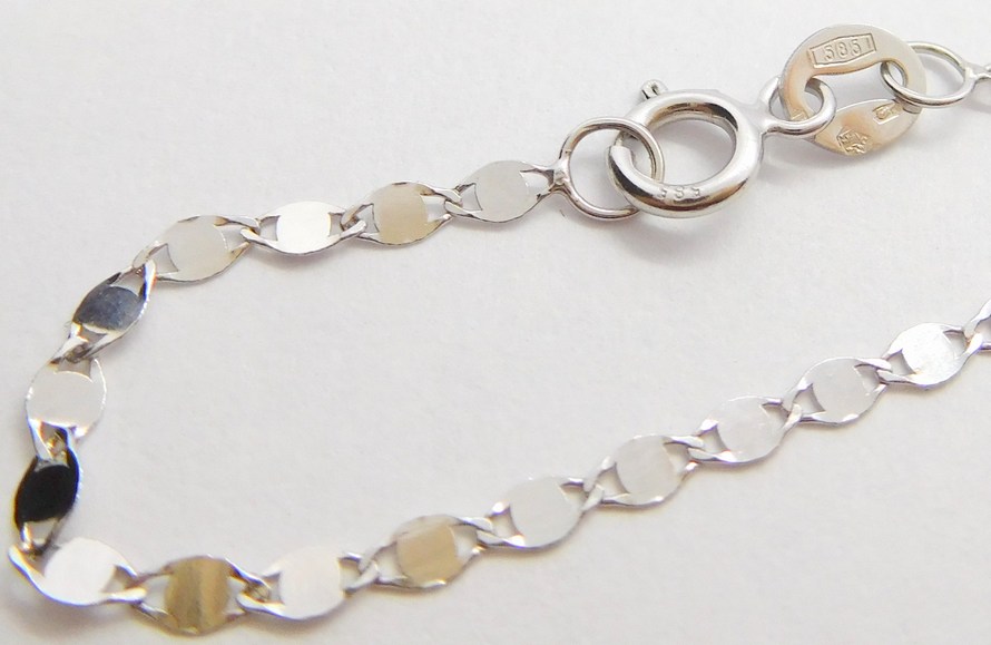 Klenoty Budín Dámský zlatý řetízek z bílého zlata ZRCÁTKA 585/1,25gr 45cm HK6286