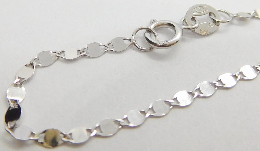 Klenoty Budín Dámský zlatý řetízek z bílého zlata ZRCÁTKA 585/1,25gr 45cm HK6286