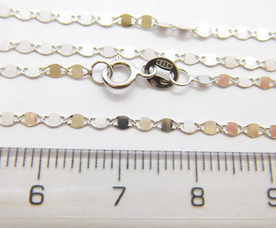 Klenoty Budín Dámský zlatý řetízek z bílého zlata ZRCÁTKA 585/1,25gr 45cm HK6286