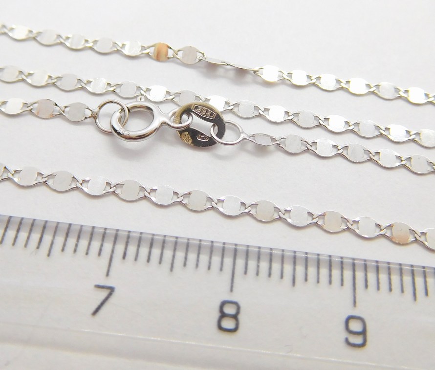 Klenoty Budín Dámský zlatý řetízek z bílého zlata ZRCÁTKA 585/1,25gr 45cm HK6286